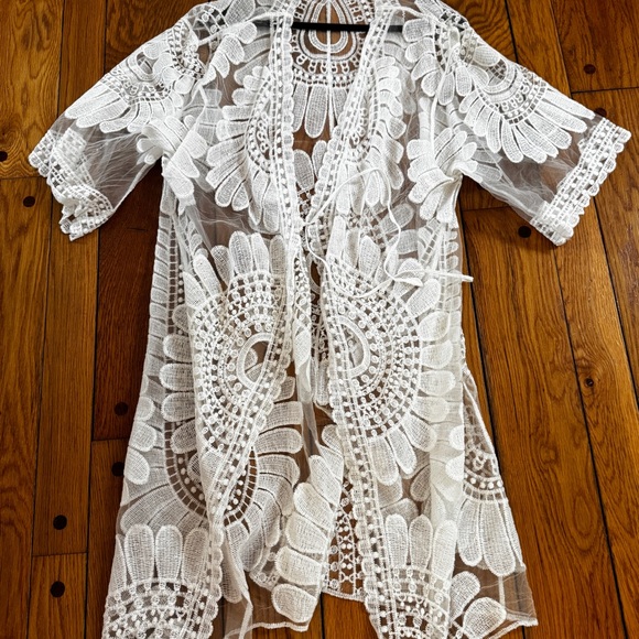 Elegant Lace Cover-Up Caftan KIMONO from Designer Studio One Size BEAUTIFUL ! - Picture 2 of 12
